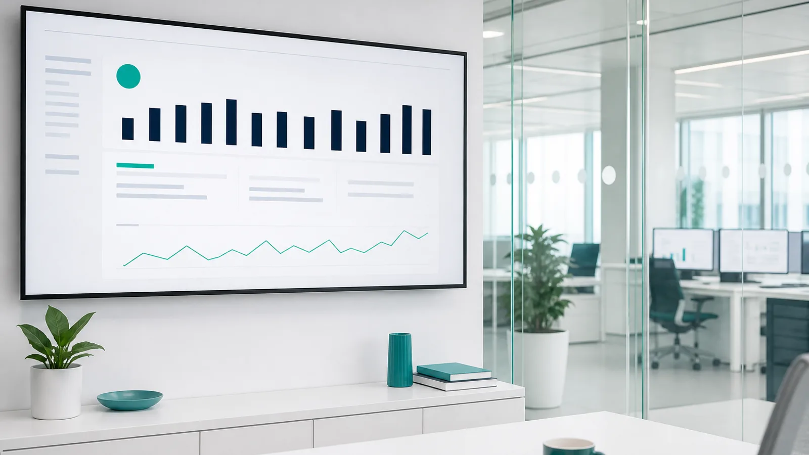 A bright operations room at go-live — a teal live indicator on a light-mode panel.